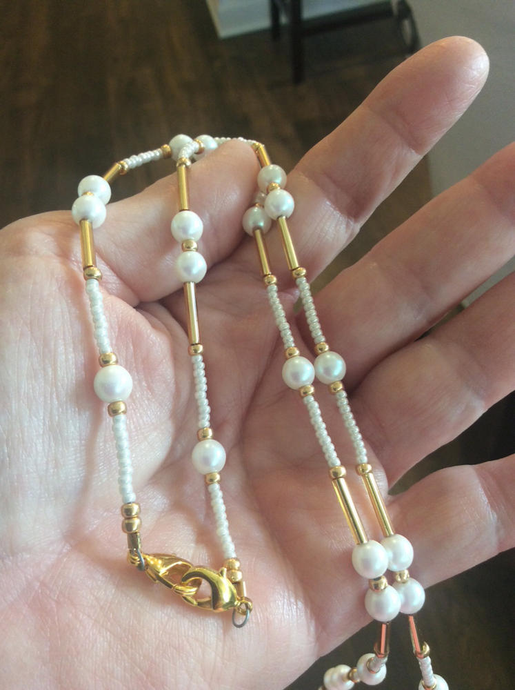 Czech Glass Pearls 6mm Round IRIDESCENT WHITE (Strand of 30) - Customer Photo From Cynthia Johnson