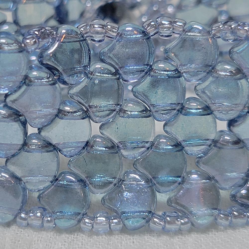 2-Hole GINKGO LEAF Czech Glass Beads  Luster - Transparent Blue (2.5" tube) - Customer Photo From KalliJ