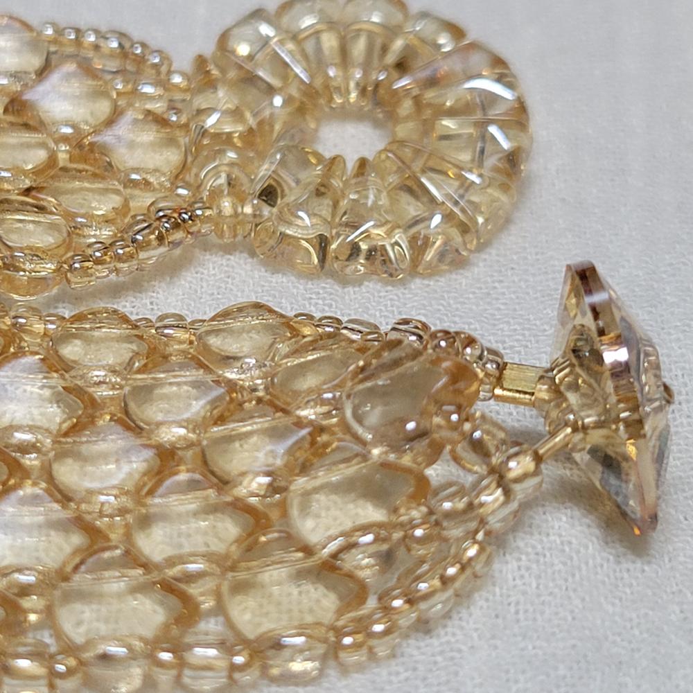 2-Hole GINKGO LEAF Czech Glass Beads  Luster - Transparent Champagne (2.5" tube) - Customer Photo From KalliJ