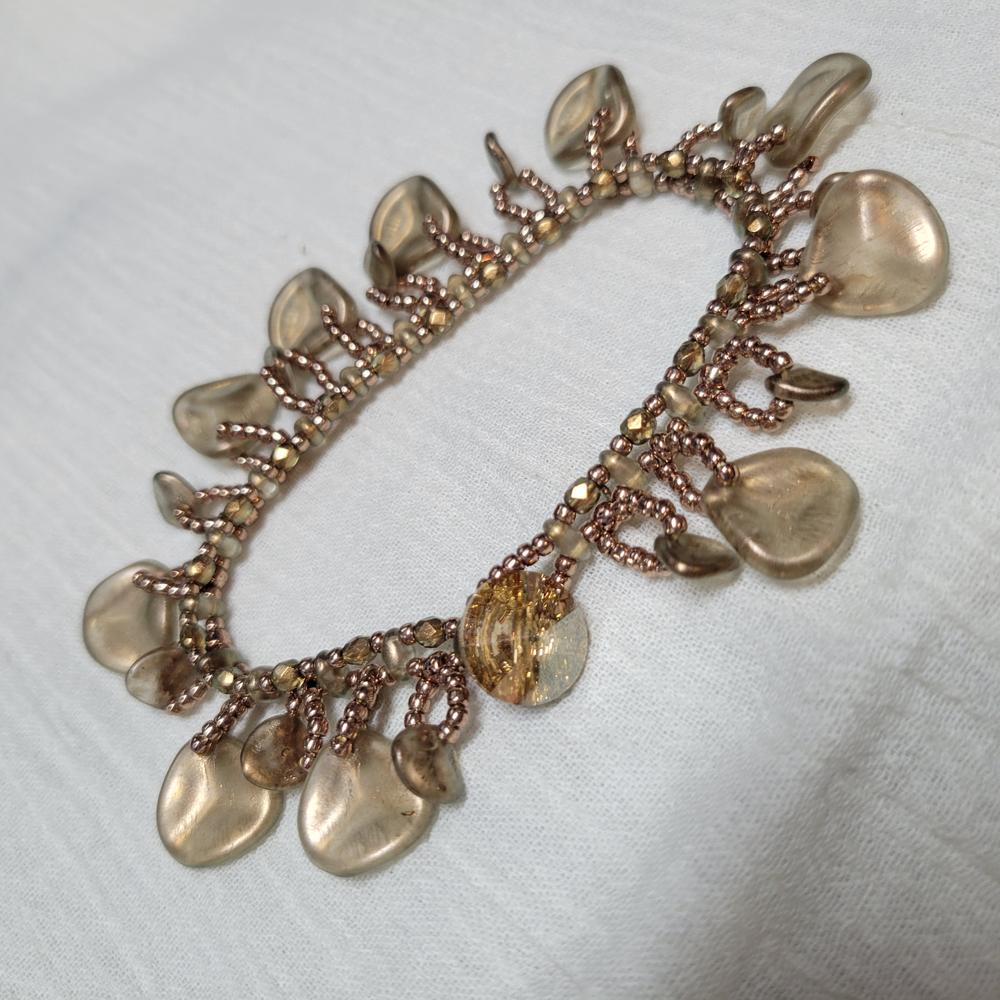 2-Hole SUPERDUO 2x5mm Czech Glass Seed Beads HALO LINEN (2.5" tube) - Customer Photo From KalliJ