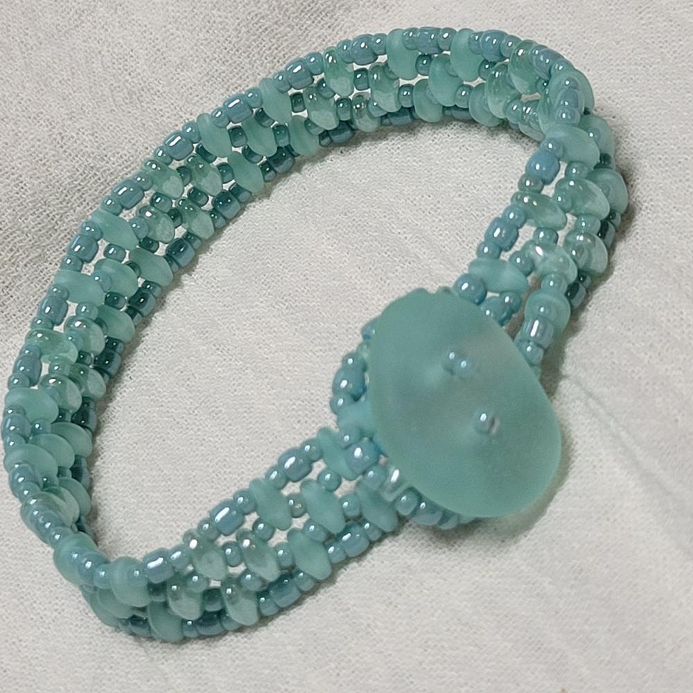 Toho ROUND 8/0 Seed Beads OPAQUE LUSTERED LAGOON (2.5" tube) - Customer Photo From KalliJ