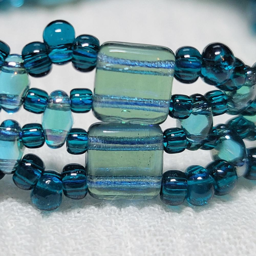 2-Hole TILE Beads 6mm CzechMates TWILIGHT AQUAMARINE (Strand of 50) - Customer Photo From KalliJ