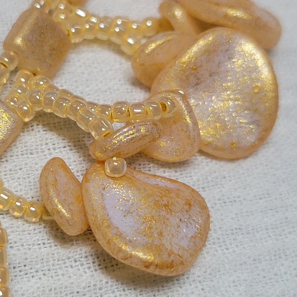 Rose Petal Czech Glass Beads 8x7mm HONEY SHIMMER MILKY WHITE (Strand of 50) - Customer Photo From KalliJ
