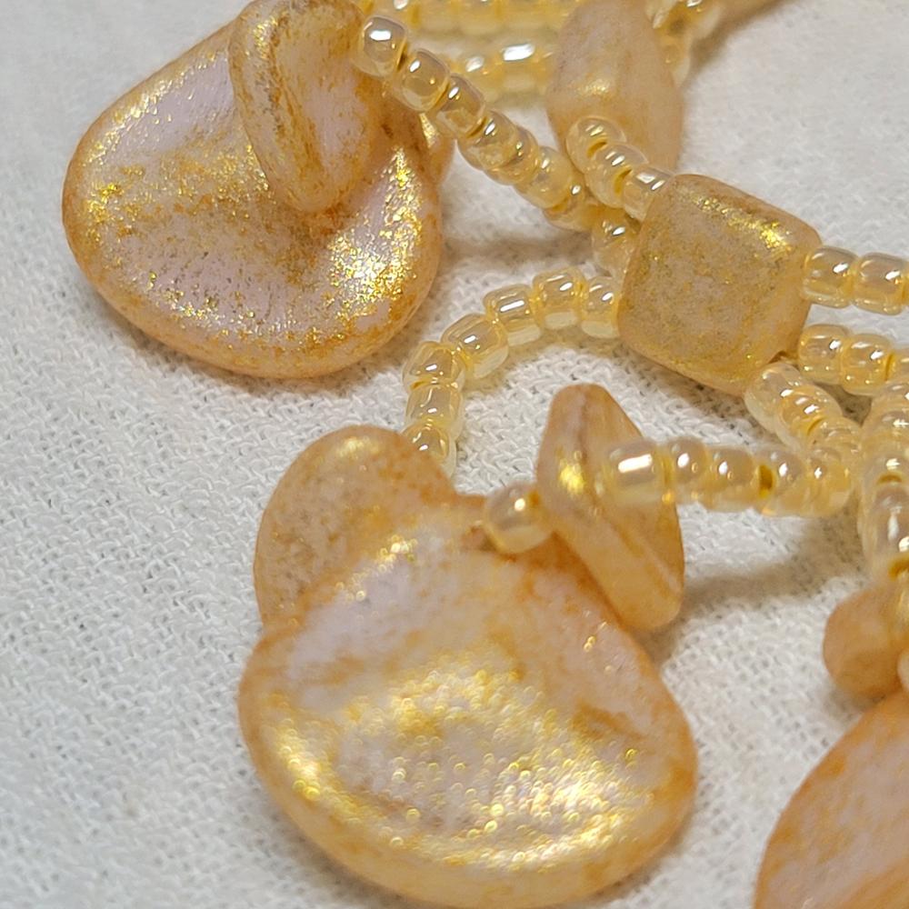 Rose Petal Czech Glass Beads 8x7mm HONEY SHIMMER MILKY WHITE (Strand of 50) - Customer Photo From KalliJ