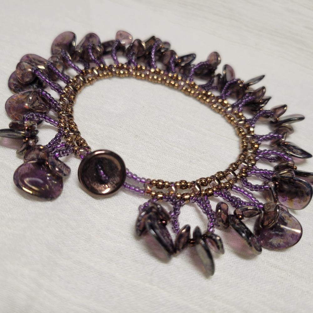 Rose Petal Czech Glass Beads 8x7mm TANZANITE BRONZE PICASSO (Strand of 50) - Customer Photo From KalliJ