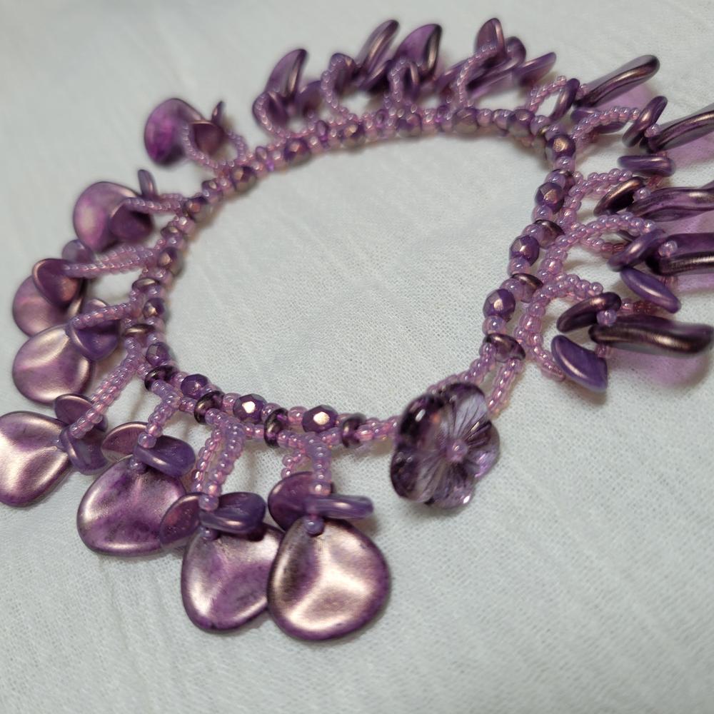 Rose Petal Czech Glass Beads 8x7mm HALO ETHEREAL REGAL (Strand of 50) - Customer Photo From KalliJ