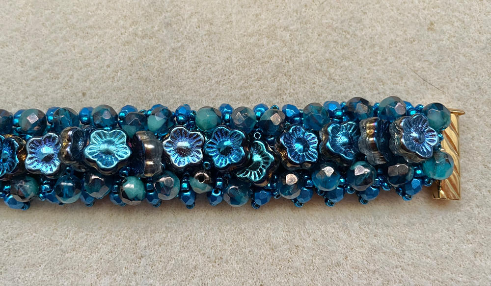 Flower Czech Glass Beads 10x10mm BLUE IRIS CRYSTAL (Strand of 25) - Customer Photo From Lisa