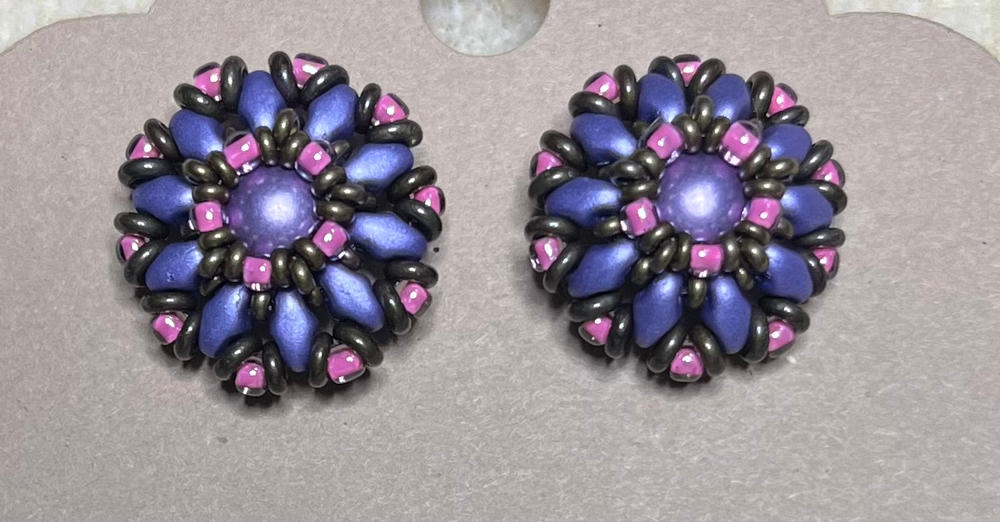 Baroque Blossom Earrings ORATORIO - GREEN IRIS PURPLE Beads Set - Customer Photo From Susan Beckford