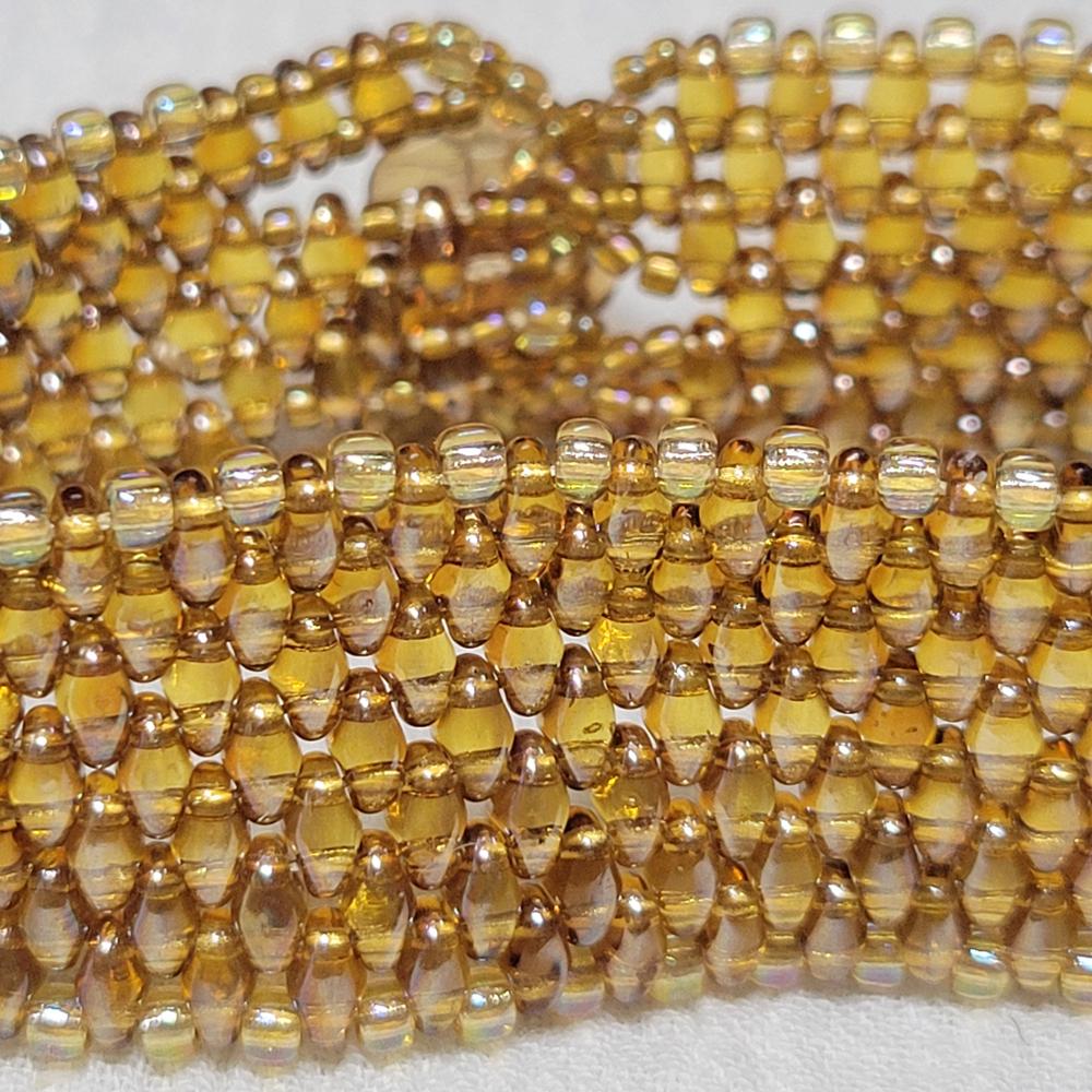2-Hole SUPERDUO 2x5mm Czech Glass Seed Beads TOPAZ CELSIAN  (2.5" tube) - Customer Photo From KalliJ