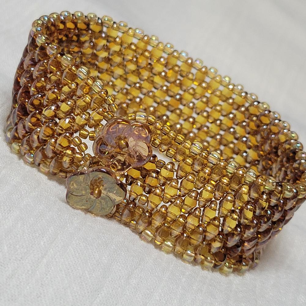 2-Hole SUPERDUO 2x5mm Czech Glass Seed Beads TOPAZ CELSIAN  (2.5" tube) - Customer Photo From KalliJ