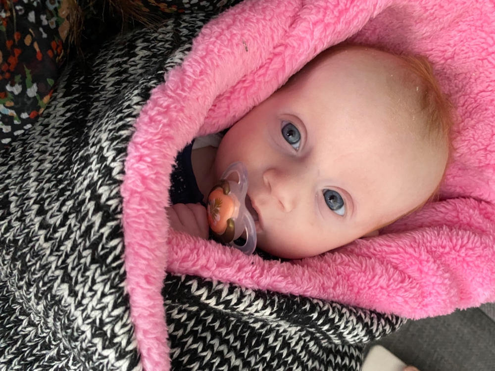 The Cocoon Baby Blanket in Candy Pink - Customer Photo From Faye Gray
