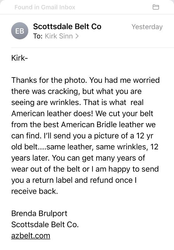 The CARNEGIE Leather Belt - Customer Photo From Kirk Sinn