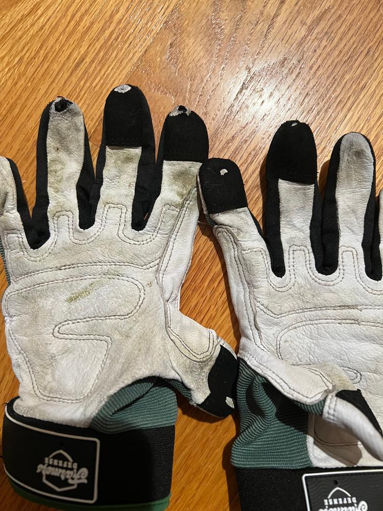 Rugged Guard Leather Gloves - Green Brush Camo - Customer Photo From Carlson Karwoski