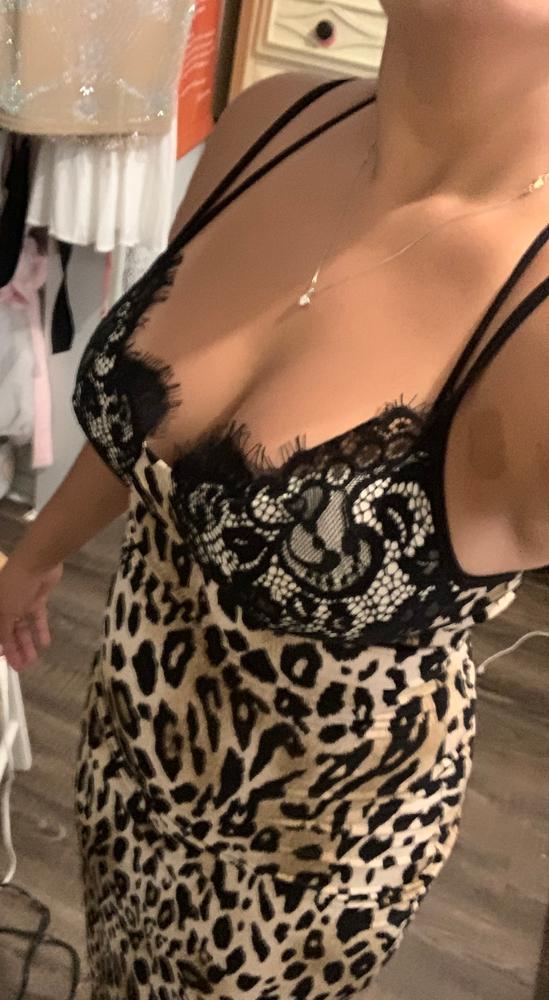 Amber Brown Leopard Print Midi Dress - Customer Photo From Betazile