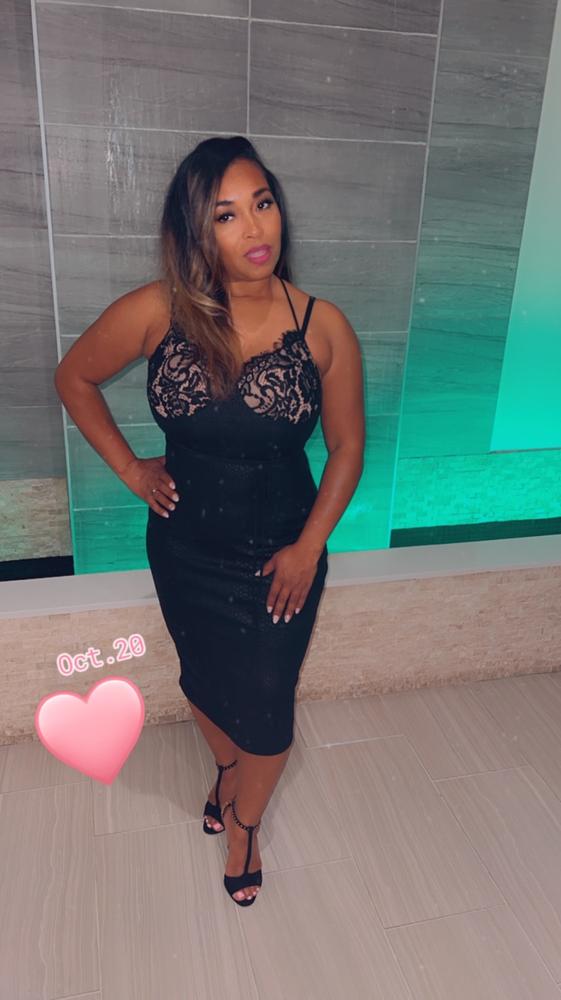 Chantria Black Lace Bustier Snake Skin Print Dress - Customer Photo From Curtrina Strozier