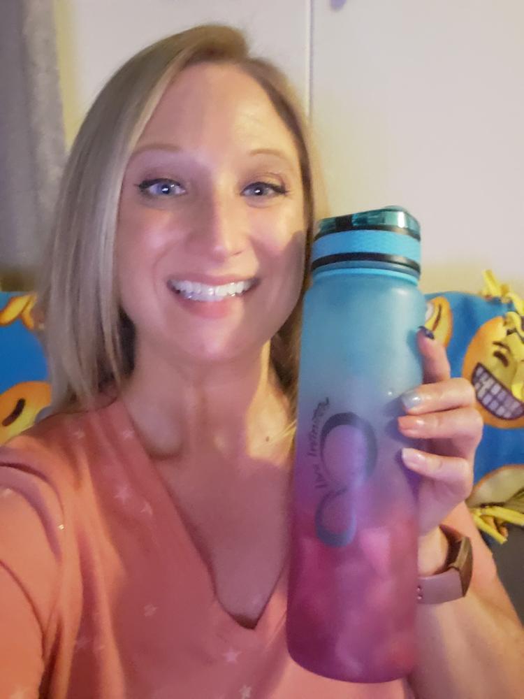 34oz Sports Water Bottle with Fruit Infuser, Time Markings & Shaker Ball - Customer Photo From jill Smith