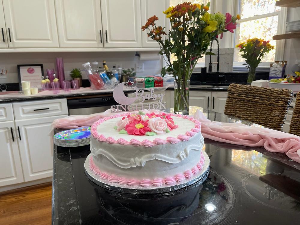 Custom Baby Shower Cake Topper | Moon & Stars Gender Reveal Cake Topper Personalized - Customer Photo From Shanon