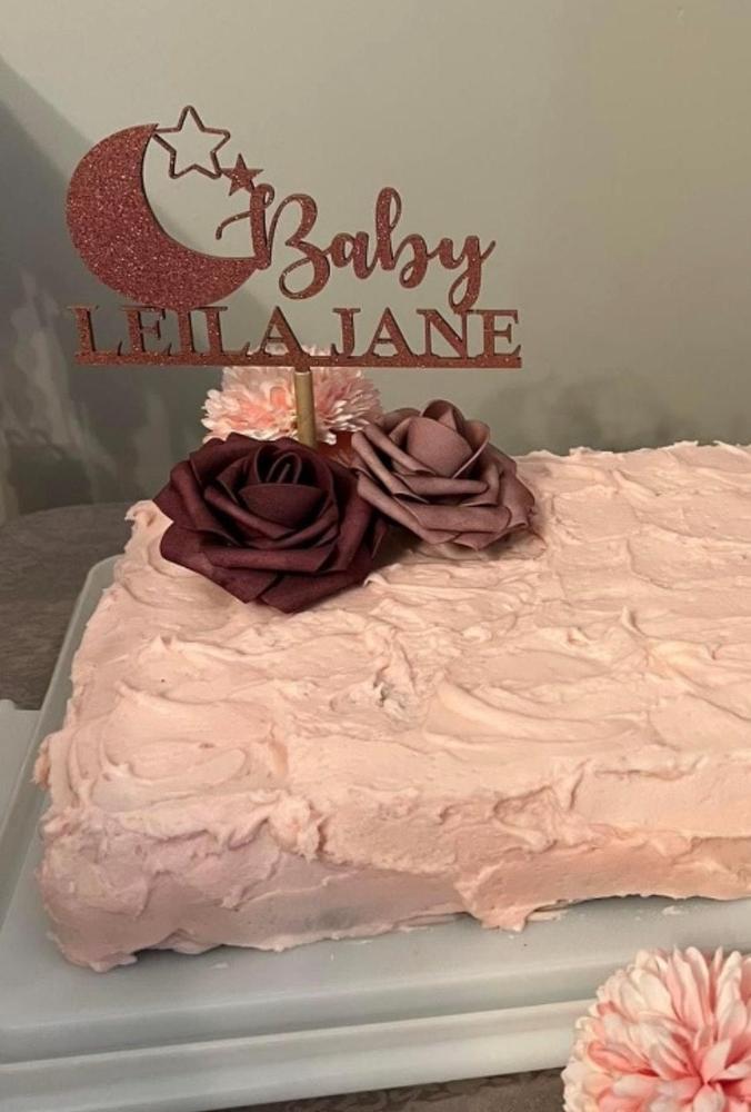 Custom Baby Shower Cake Topper | Moon & Stars Gender Reveal Cake Topper Personalized - Customer Photo From Nyasia