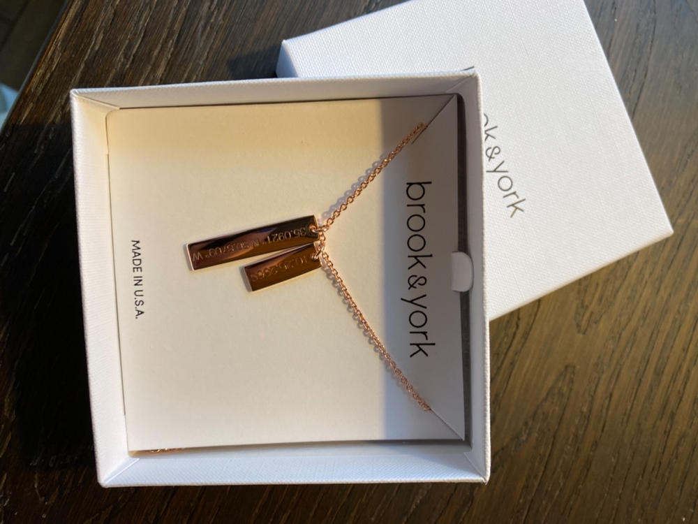 Coordinate Date Bar Necklace - Customer Photo From Patty Molnar