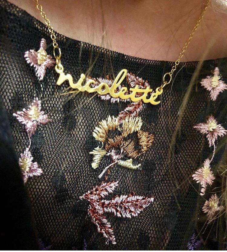 Nella Mini Nameplate Necklace - Customer Photo From Nicolette G.