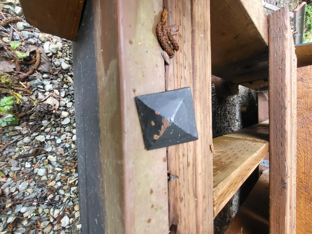 1 1/2" Square Hammered Pyramid Head Clavo / Decorative Nail Head - Customer Photo From Jerome Loran