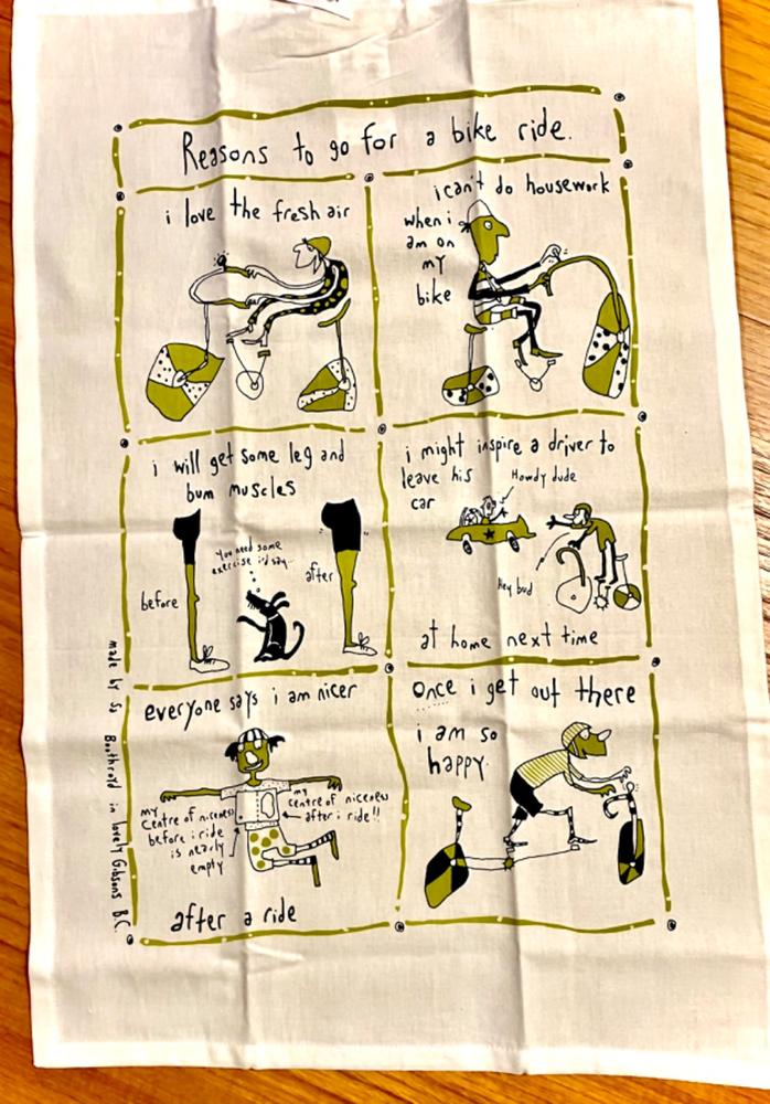 Tea Towel - Reasons to go for a bike ride (English & French) - Customer Photo From Tamara Bliss
