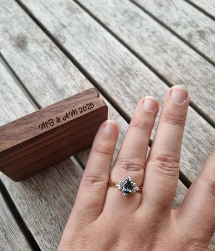 Walnut Engagement Ring Box - Customer Photo From Matthew Brooks