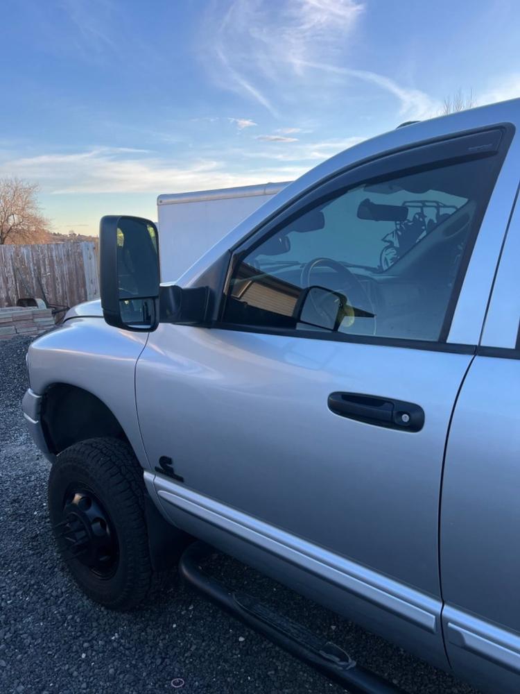 Chrome Mirror Covers For 2002-2009 Dodge Ram 1500/2500/3500 - Non-Towing, Self-Adhesive Plastic