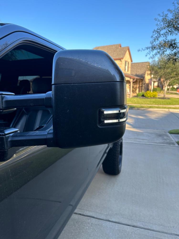 Ford Super Duty Tow Mirror Lights (2017-2023) - Strip or Switchback - Customer Photo From Justin Walden