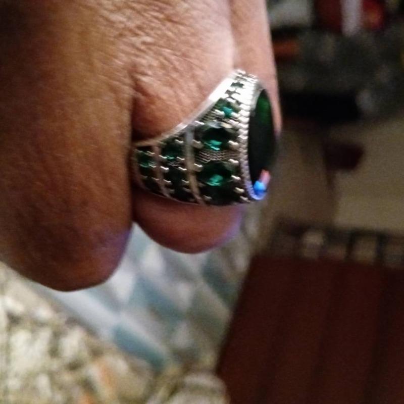 Details about   Handmade 925 Sterling Silver Flashy Multi Emerald Stone Green Mens Ring