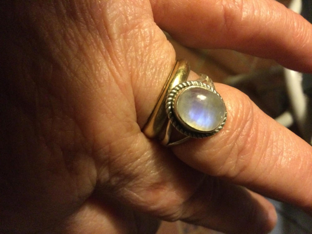 Rainbow Moonstone 925 Sterling Silver Handmade Ring, Nickel Free - Customer Photo From Anne Nawawi