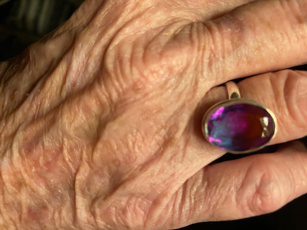 Triple Bi-Color Tourmaline Quartz Ring, 925 Sterling Silver Ring, Oval Cut Quartz Ring, Birthstone Handmade Gift Ring, Gift Jewelry For Her - Customer Photo From Sandy Schlesinger