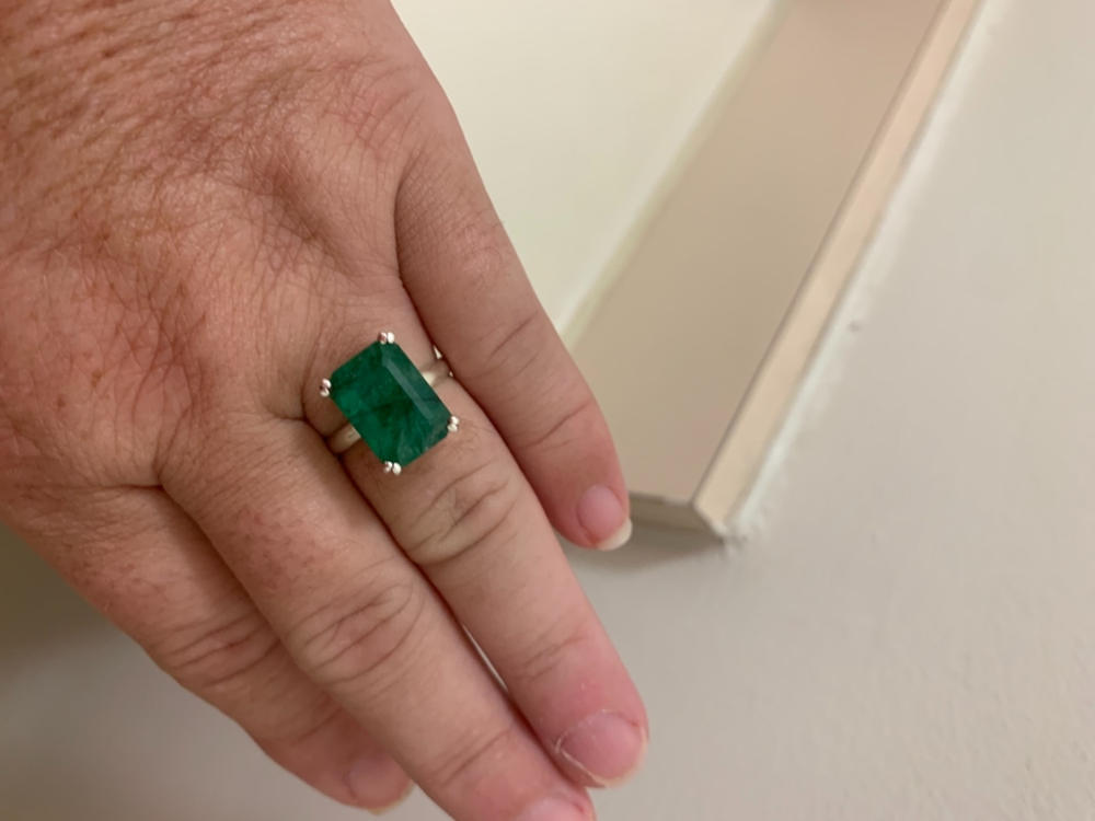 Emerald Banquette Shape 925 Sterling Silver Nickel-Free Ring,May Birthstone,Gift for her - Customer Photo From Vicki S.