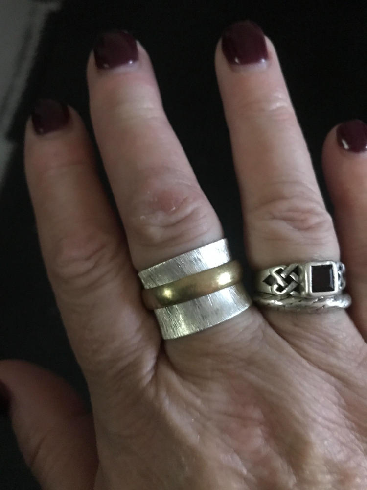 Unique Wide Band Spinner Ring, Sterling Silver Ring for Women, Chunky Fidget Meditation Ring, Spinner Ring, Worry Ring - Customer Photo From Tanya Tromp