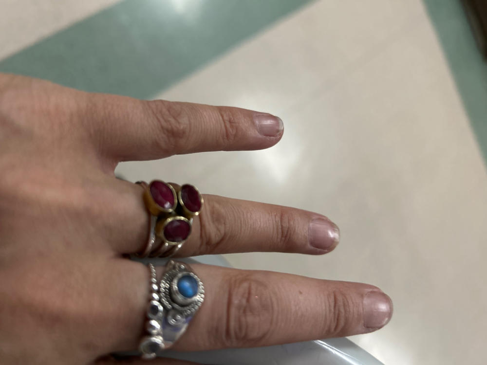 Boho Ruby 925 Solid Sterling Silver Ring,  Gift for Women, Handcrafted Oval Shape Jewelry - Customer Photo From Brenna Kean