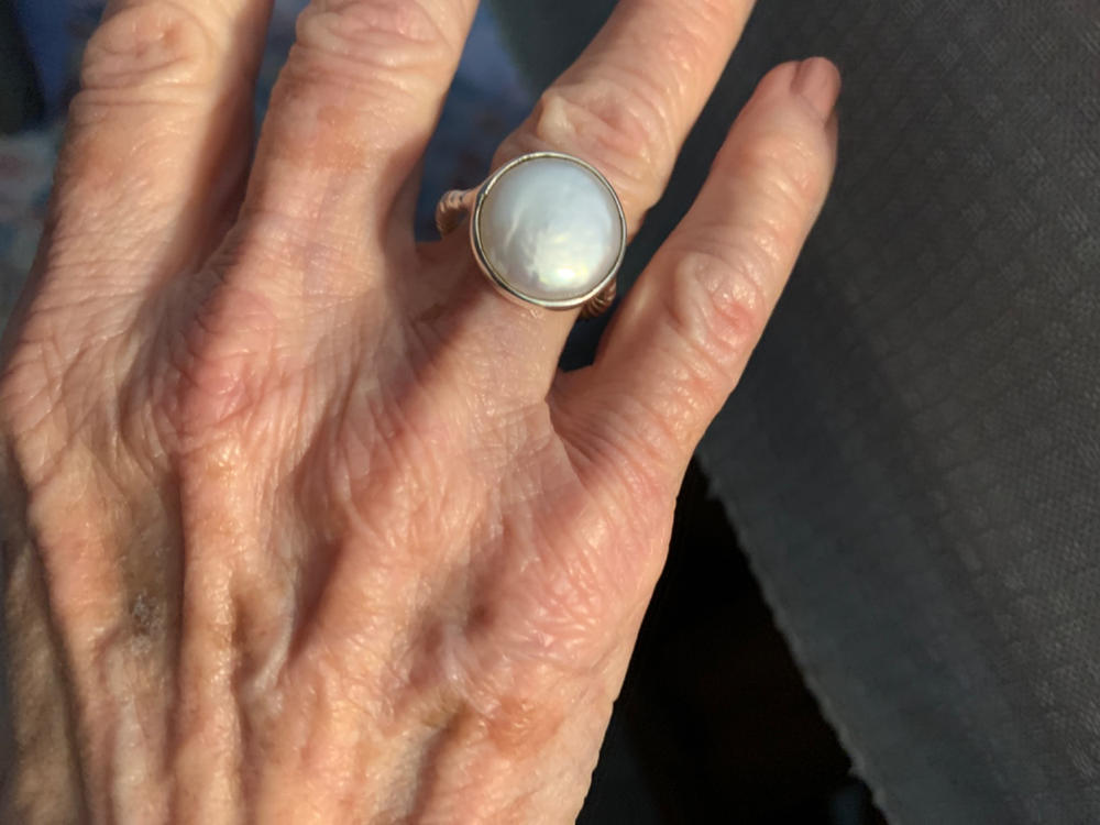 Pure 925 Sterling Solid Silver Ring Studded with Genuine Fresh Water Coin Pearl - Customer Photo From Ruthellen Amen