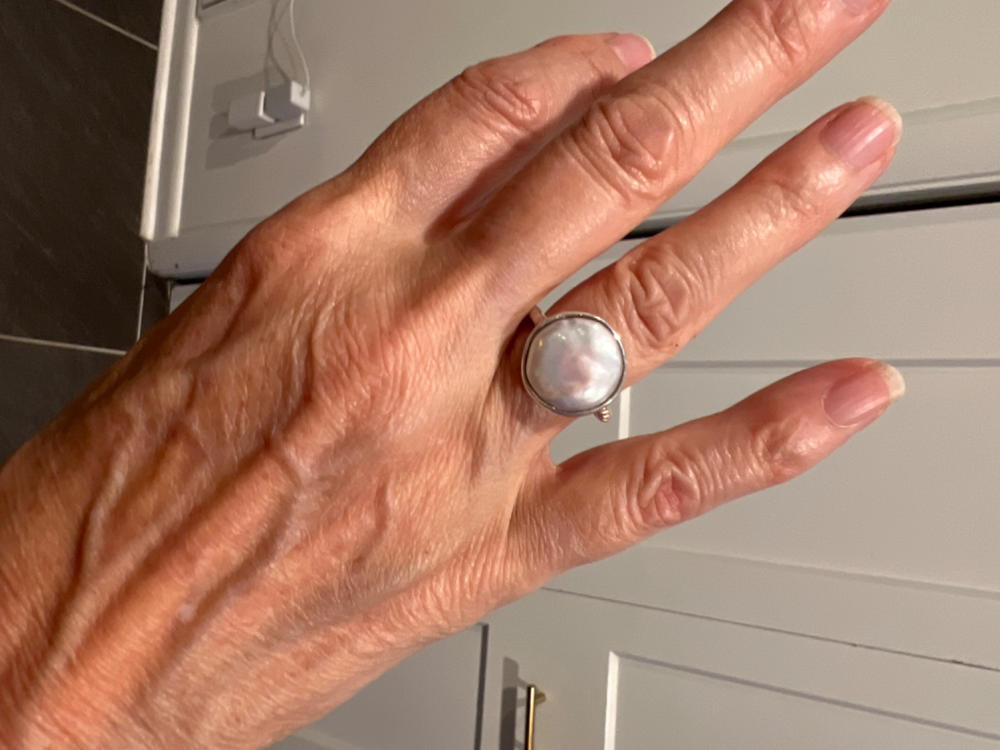 Pure 925 Sterling Solid Silver Ring Studded with Genuine Fresh Water Coin Pearl - Customer Photo From Erin Taylor