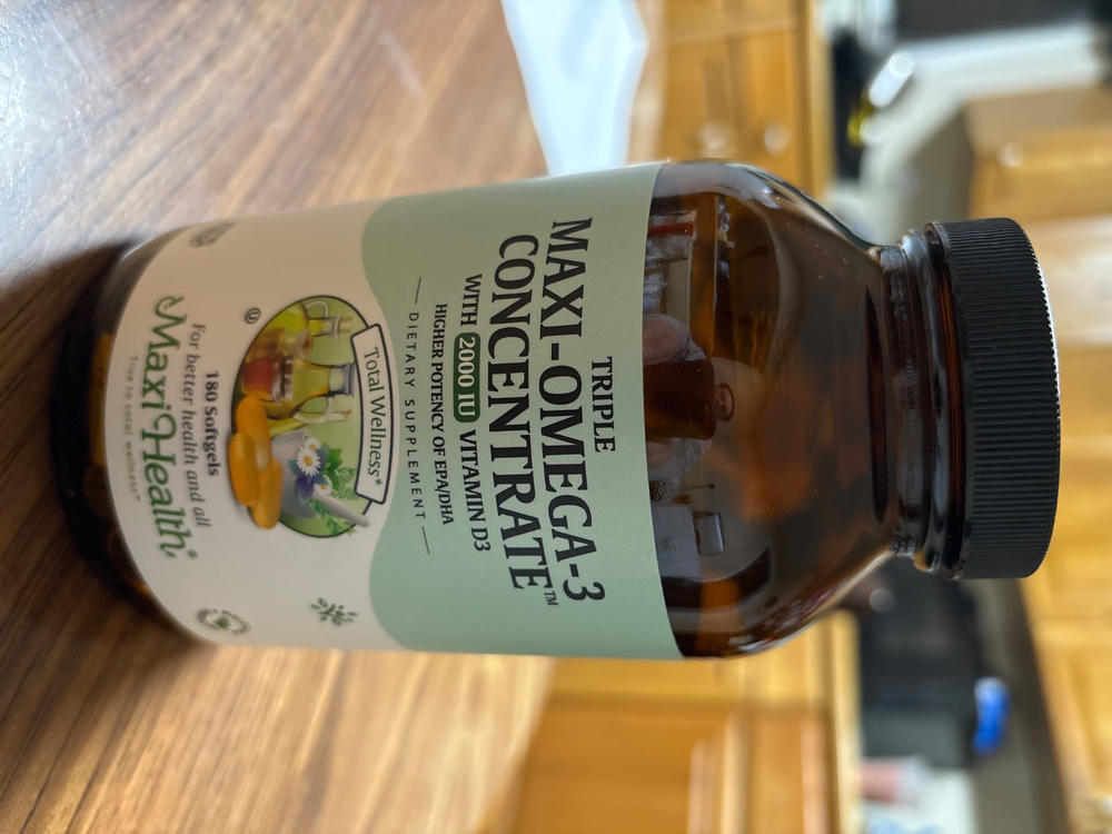 Maxi Health Triple Maxi Omega-3 Concentrate Fish Oil with Vitamin D3 2000 IU 180 Softgels - Customer Photo From Anonymous