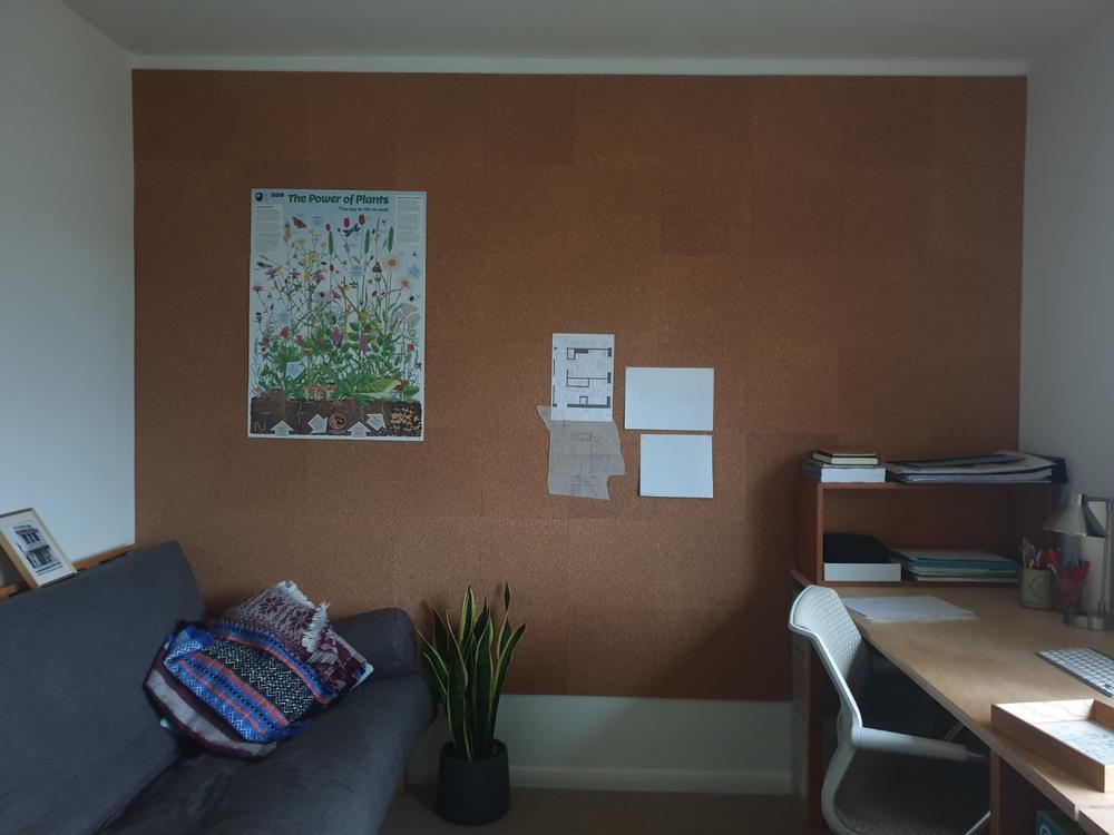 Self Adhesive Natural Cork Wall Tiles - 300 mm x 300 mm - 10 mm Thick - Customer Photo From Anonymous