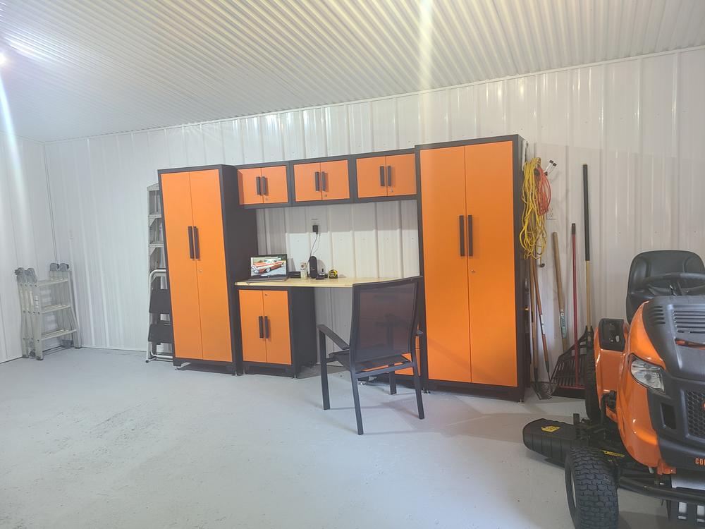 TMG Industrial 8-Piece Garage Storage Cabinet Combo Set, Fully-Welded, Pre-Sealed Wooden Tabletop, Workbench Station, Lockers, Adjustable Levelling, Matte Black Powder Coated Finish, TMG-GCC08 - Customer Photo From Pierre P.