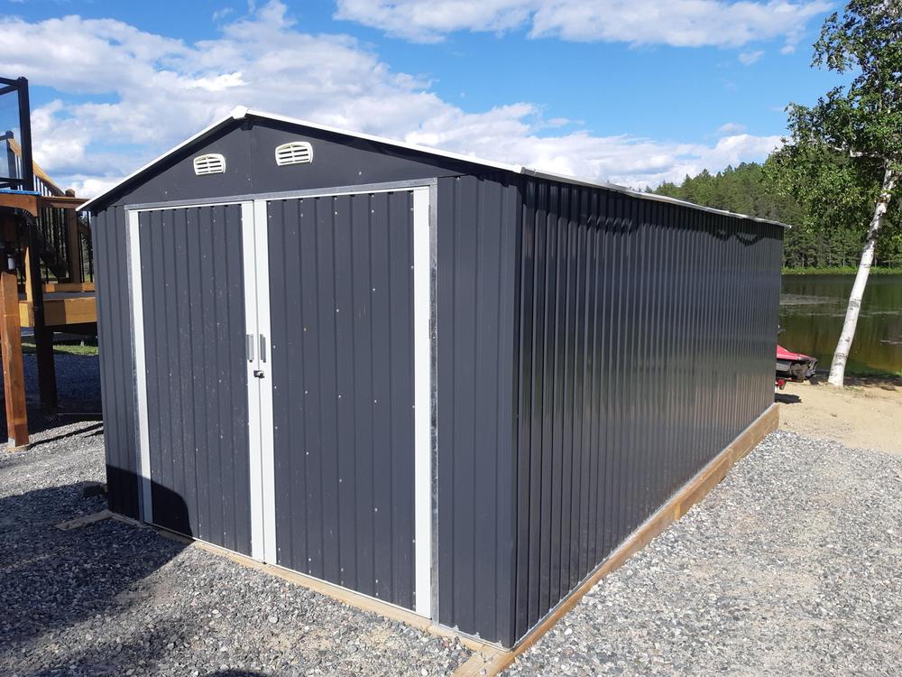 10’ x 20’ Metal Garage Shed, Double Front & Side Doors, 185 Sq-Ft, 7’8" Peak - Customer Photo From Pauline Babuik