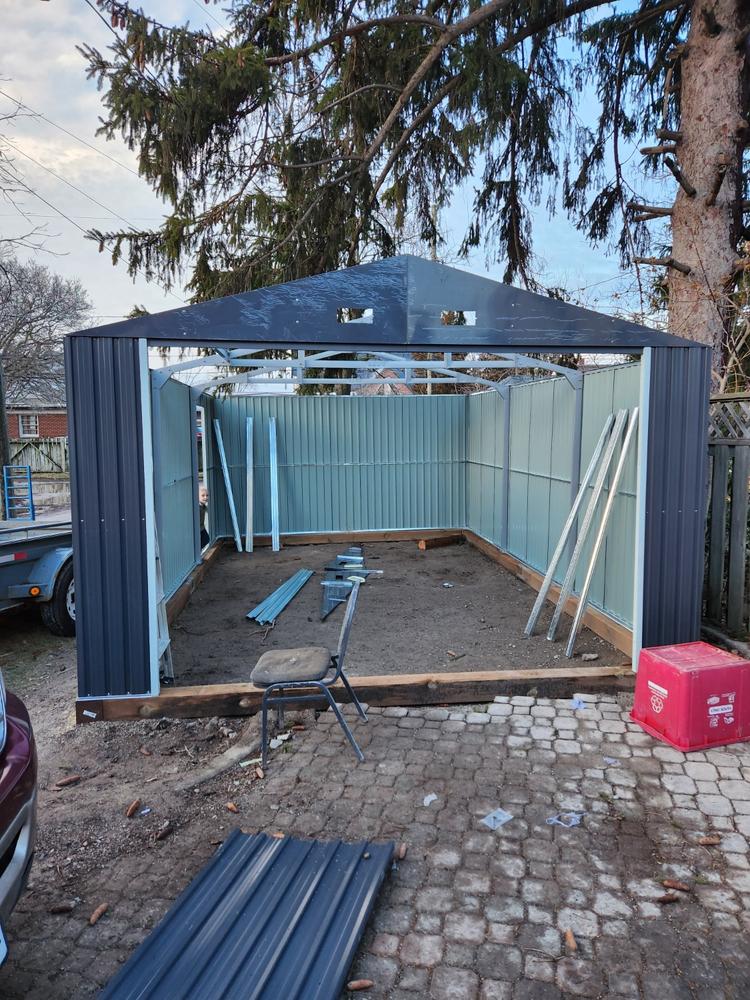 13’ x 20’ Metal Garage Shed, Double Front & Side Doors, 240 Sq-Ft, 7’9" Peak - Customer Photo From benjamin giesbrecht