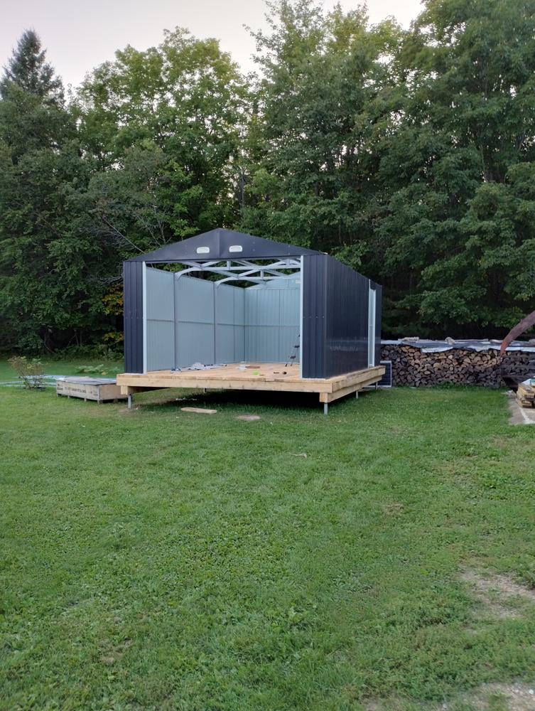 13’ x 20’ Metal Garage Shed, Double Front & Side Doors, 240 Sq-Ft, 7’9" Peak - Customer Photo From Rene L Perron