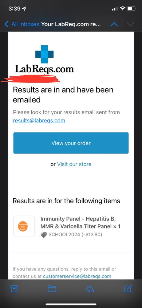 Immunity Panel - Hepatitis B, MMR & Varicella Titer Panel - Customer Photo From Anonymous