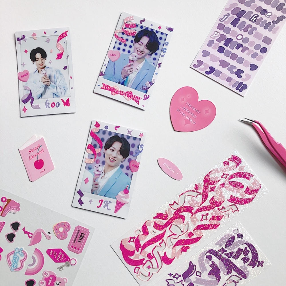 Kpop Deco Sticker, Mini Lace Frame Sticker, Korean Stationery, Polco  Toploader Journal Planner, Holographic Sticker, Kawaii Sticker Sheet 