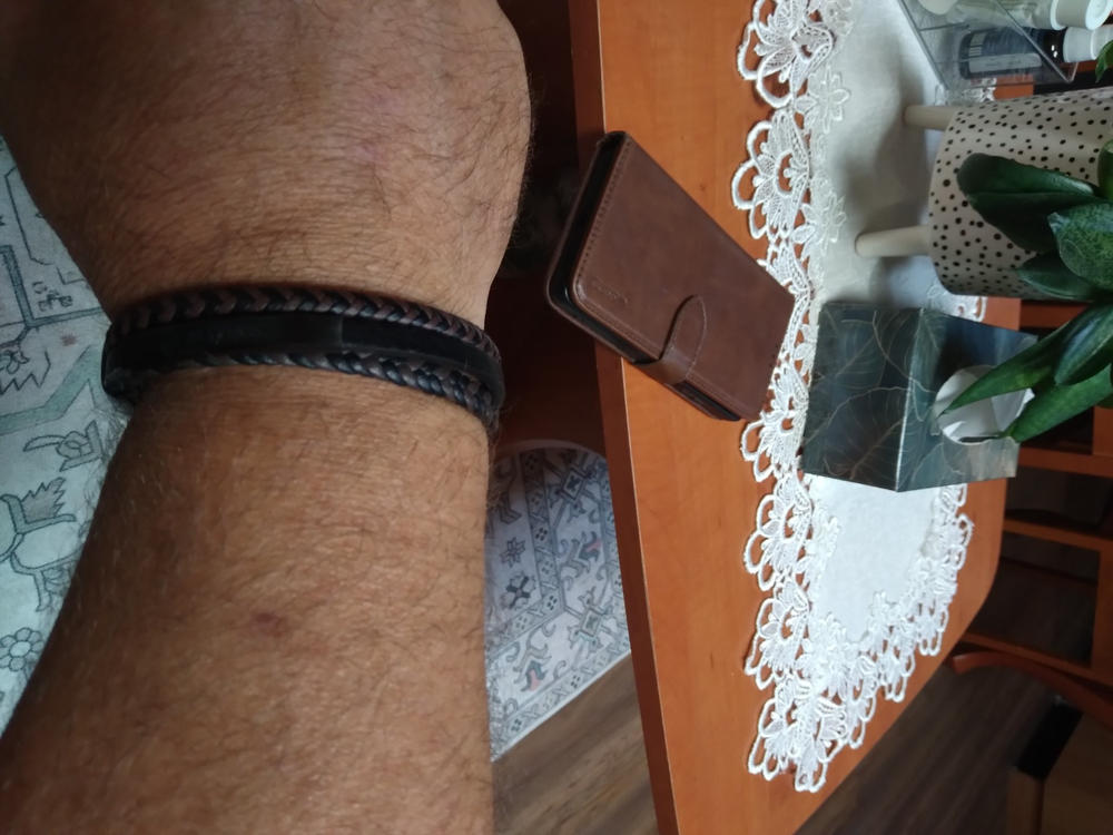 Forclet Gravírozható Barna Fekete nemesacél és többsoros bőr karkötő - Customer Photo From Anonymous