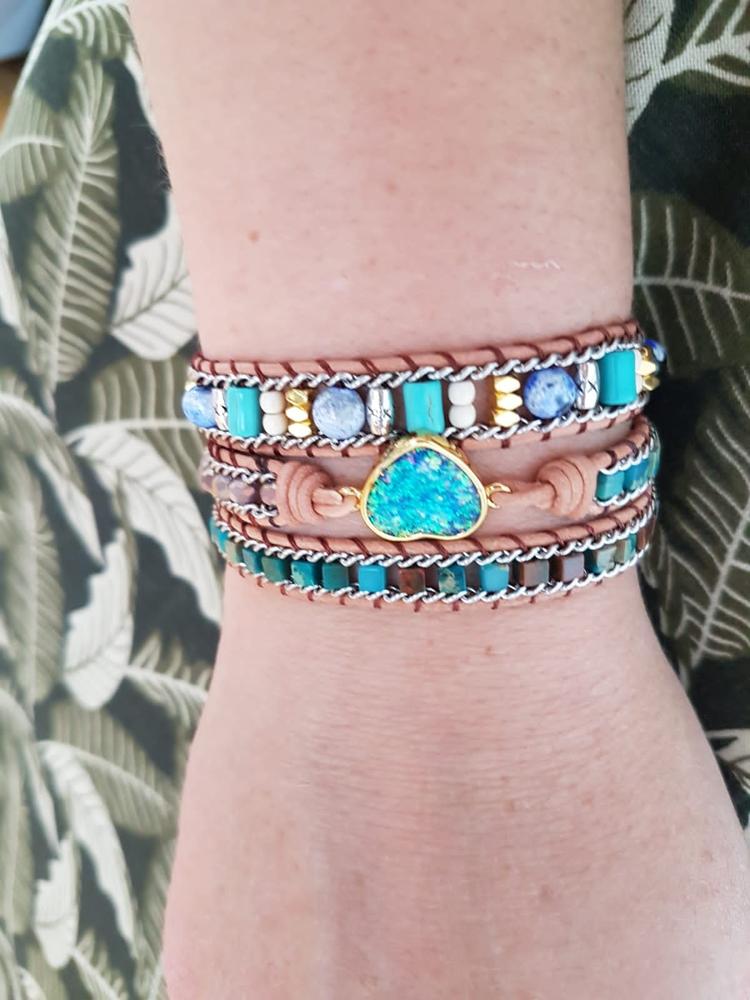 Bracelet en pierres naturelles Opale et Apatite - Customer Photo From Brigitte