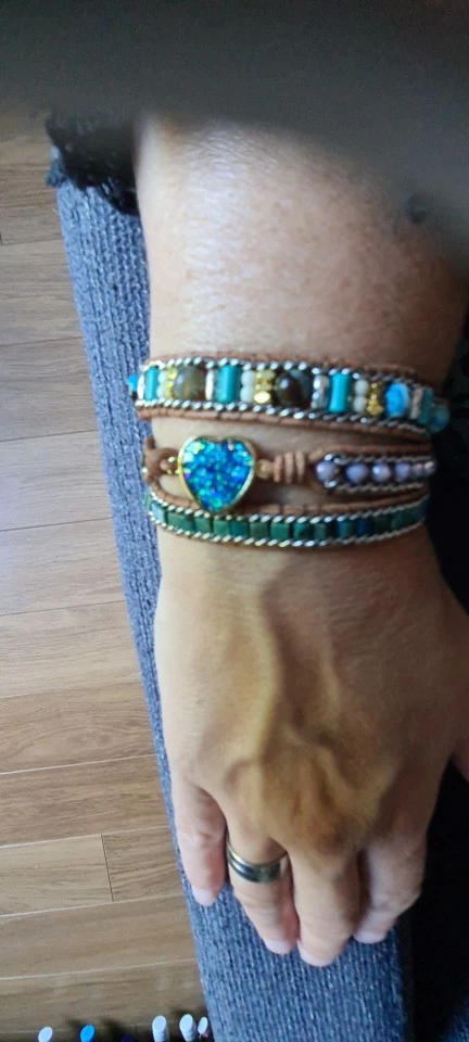 Bracelet en pierres naturelles Opale et Apatite - Customer Photo From Rita