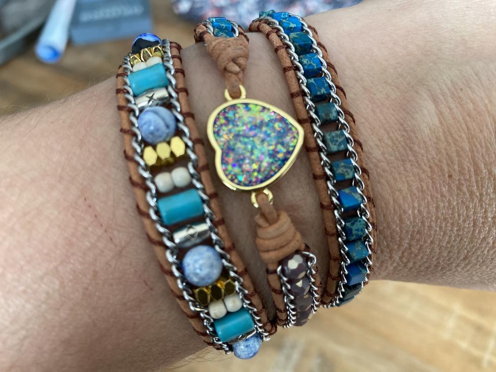 Bracelet en pierres naturelles Opale et Apatite - Customer Photo From Jeanne