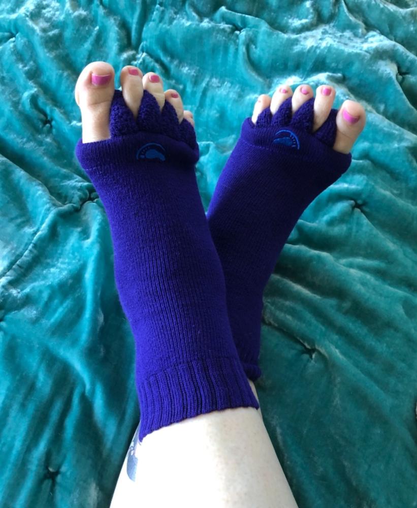 Foot Alignment Socks with Toe Separators by My Happy Feet | for Men or  Women | Purple (Medium)